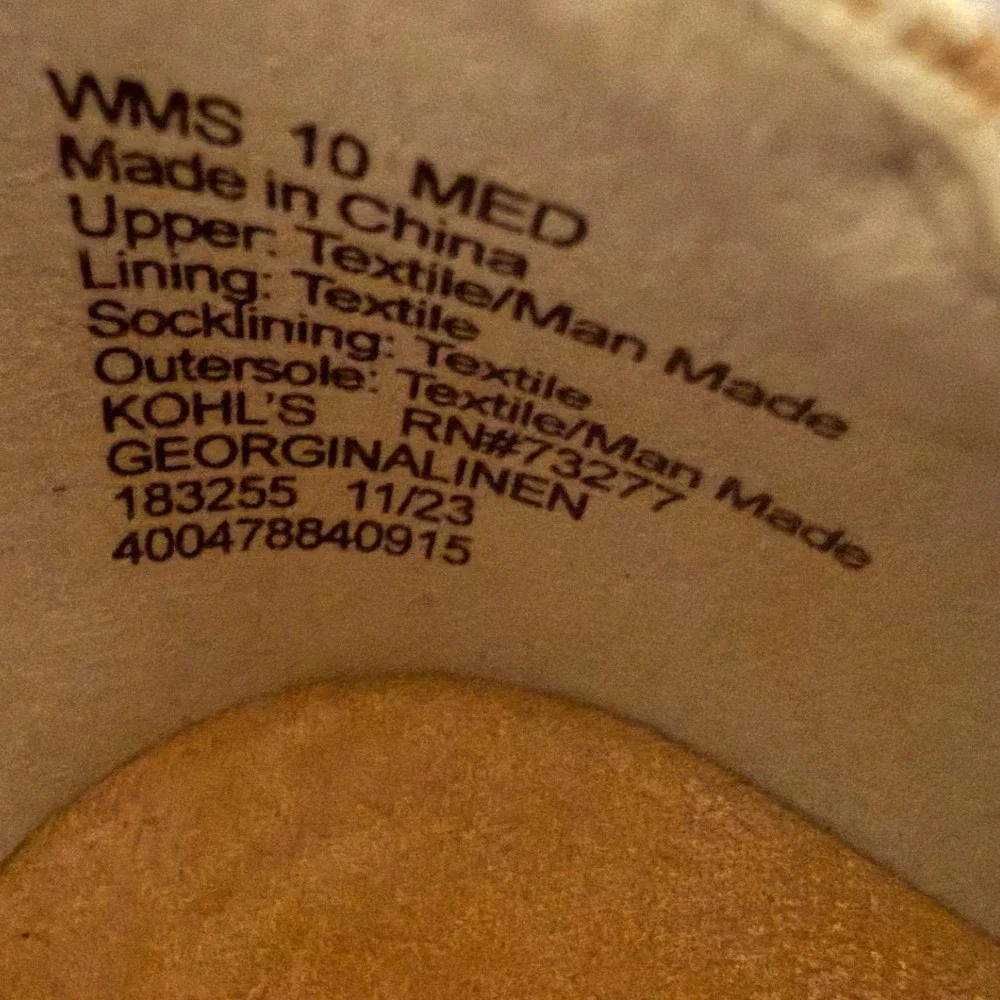 Croft & Barrow Georgina Linen Espadrille Wedge Sandal Tan Ankle Strap Wmn 11 NWt